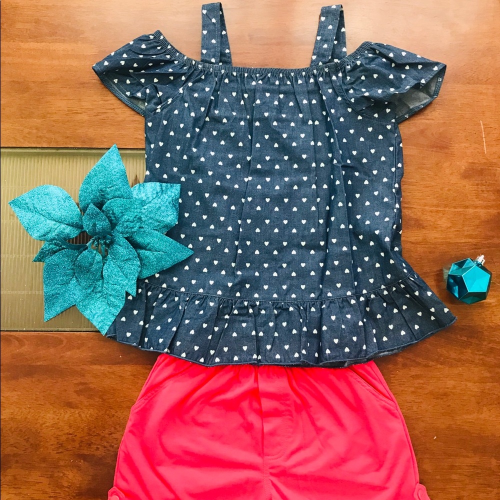 Girl Little Hearts Set (Dark Denim Color)